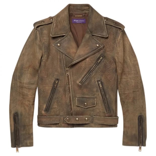 랄프로렌 퍼플라벨 왁스드 레더 바이커 자켓