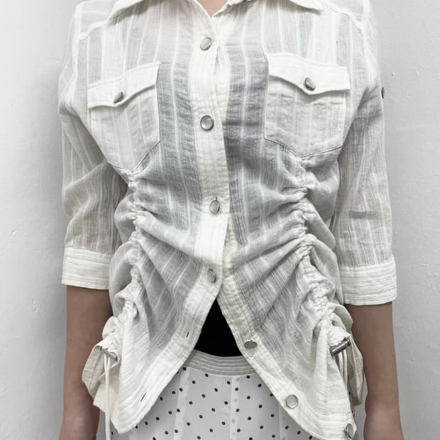 화이트페어리 셔링 버튼 셔츠