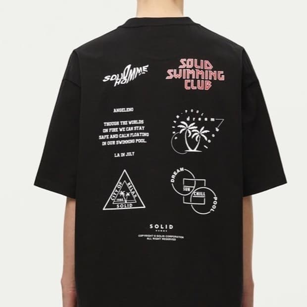 솔리드옴므 SOLID HOMME 22SS 블랙 티셔츠 48