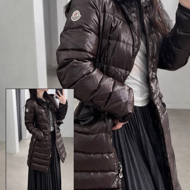 몽클레어 다크브라운 헤르민 롱 패딩 