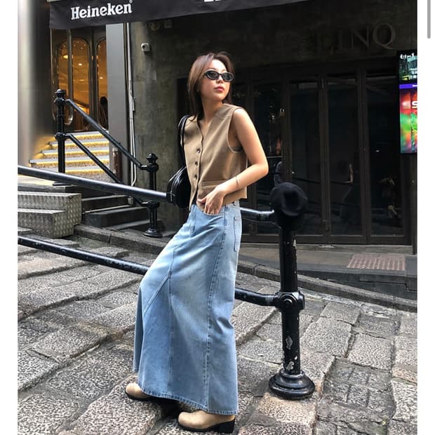 모어라운드 롱 청치마 