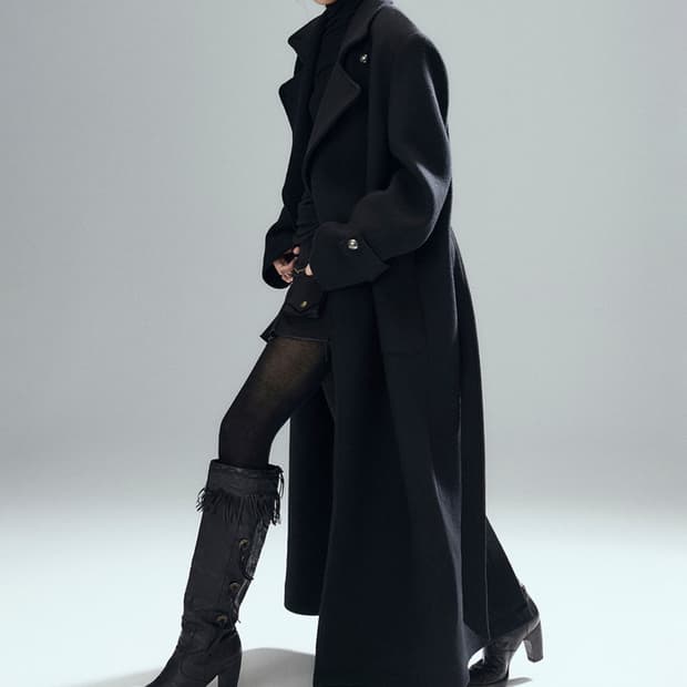 롱코트 Noir structure long wool coat
