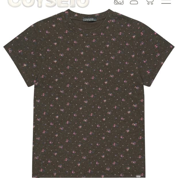 코이세이오038 플라워 플레인 티셔츠 브라운 라지