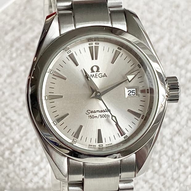 오메가 여성용 아쿠아테라 29mm 2577.30 은판 쿼츠 여성용