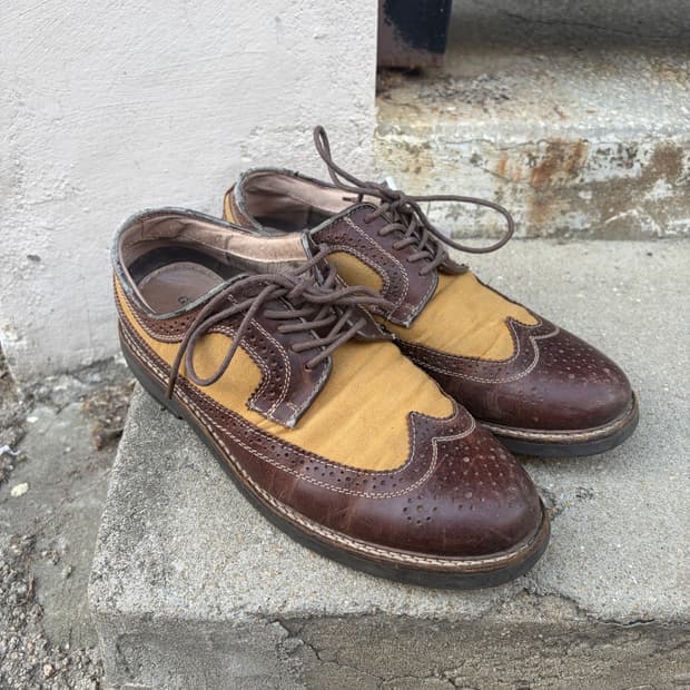 G.H.Bass 투톤 윙팁 캔버스 레더 더비슈즈 270