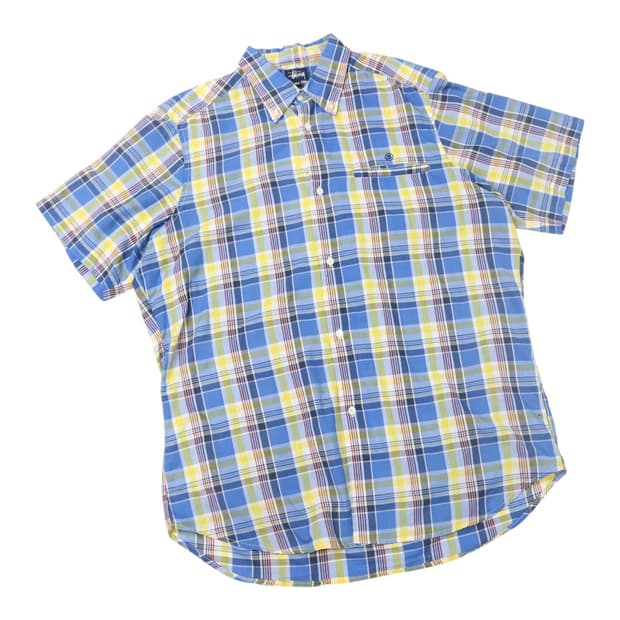 올드 스투시 90s 마드라스 체크 반팔 셔츠