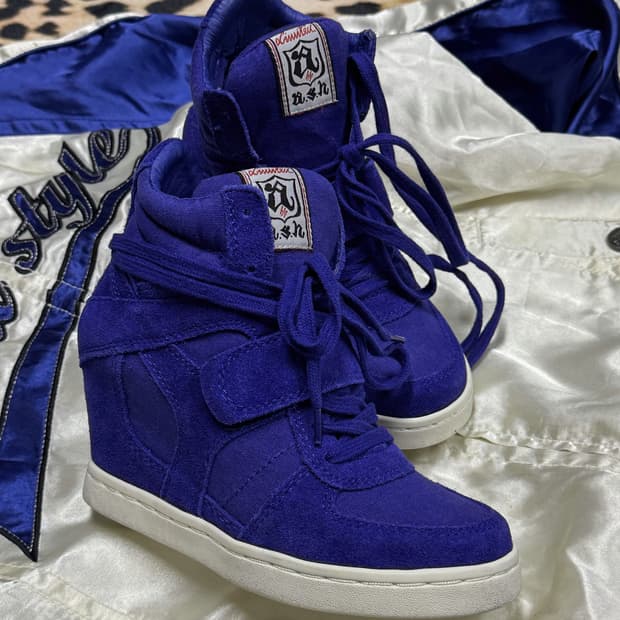 ASH 보위 웨지힐 하이탑 스니커즈 블루