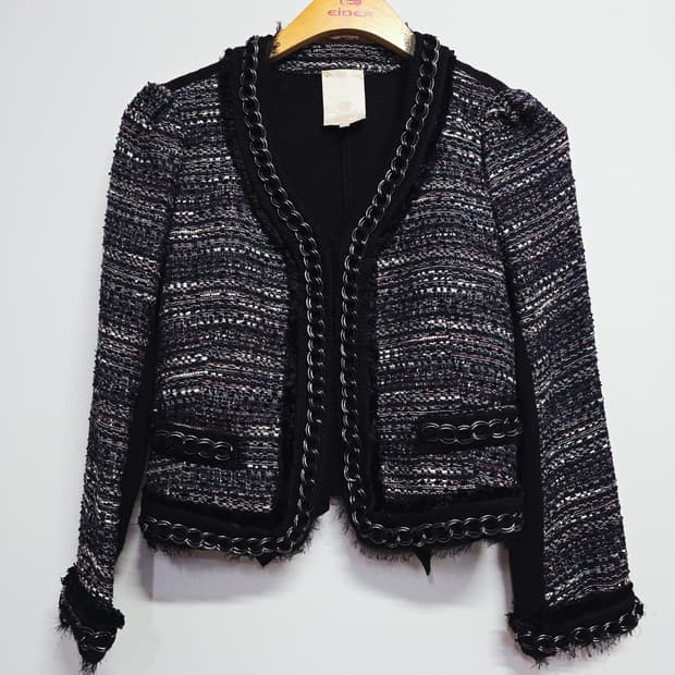 오즈세컨 트위드 체인 장식 자켓