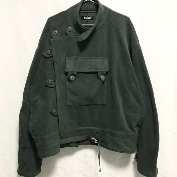 빈티지 모터사이클 밀리터리 디자인 버튼 후리스 자켓