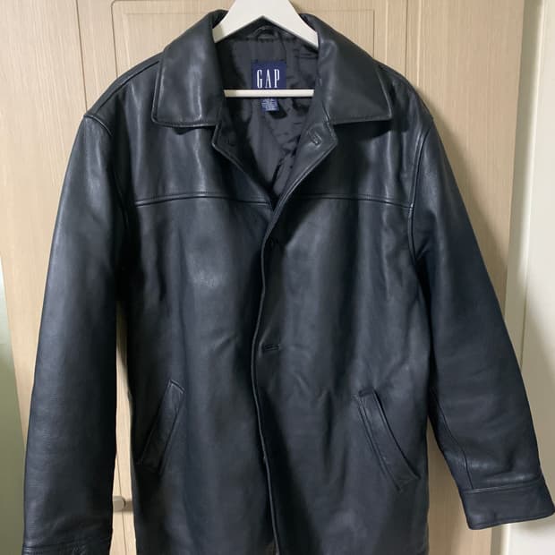 올드 갭 레더 가죽 카 코트 L