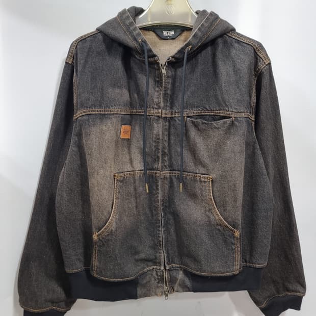 트릴리온 빈티지 워싱 데님 워크후드 집업 (C893