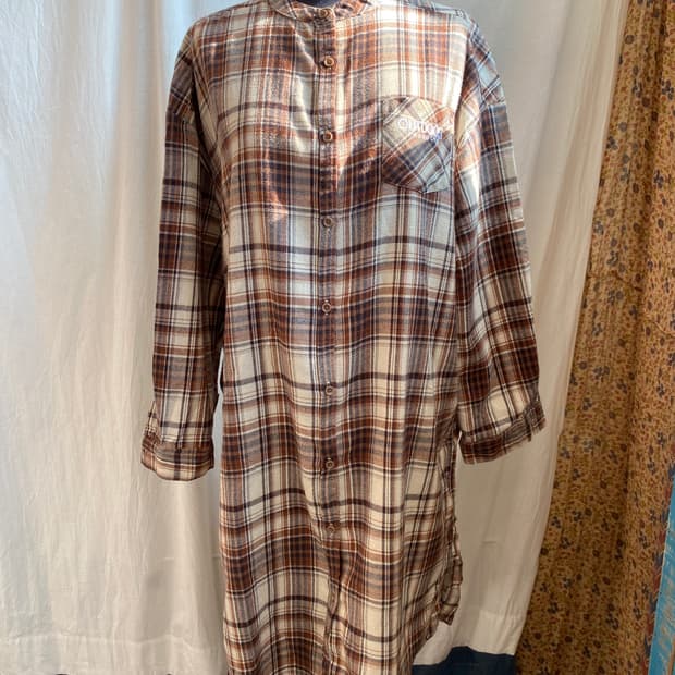 OUTDOOR 체크 7부 셔츠원피스(XL)