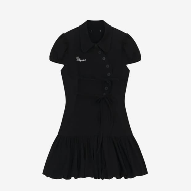 카시코 Puff Preppy Mini Dress Black