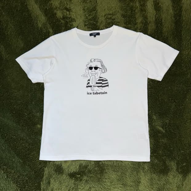 [L] BEAMS 빔즈 하트 아이스 타베타인 그래픽 티셔츠 화이트