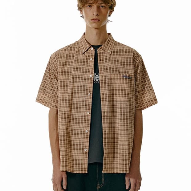 Teket Conveying Check Shirt 반팔 체크 셔츠