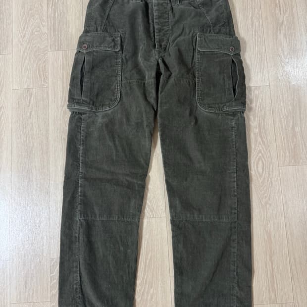 32/32 더블알엘 올리브 코듀로이 카고 바지
