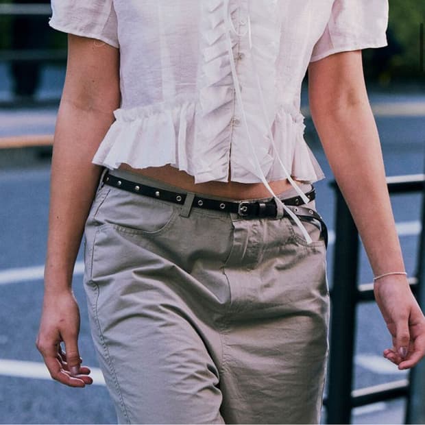로우클래식 Studded leather slim belt