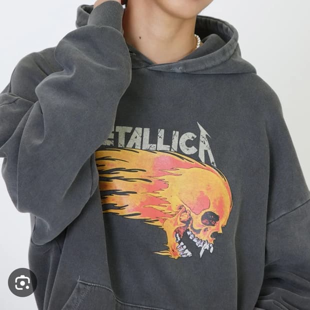 빈티지 메탈리카 해골 프린팅 후드티 그레이(free)