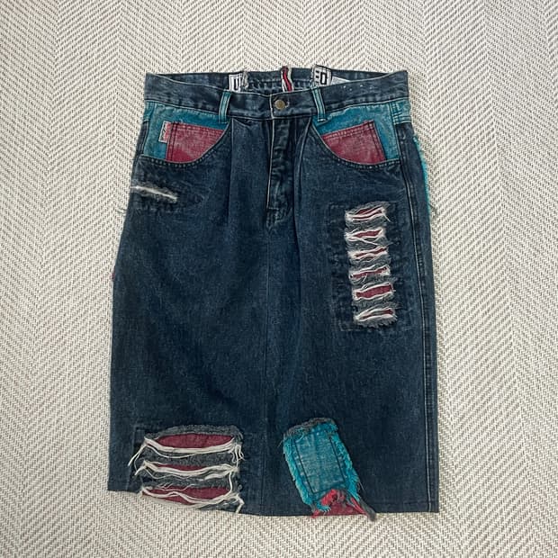 Used 해체주의 컷오프 데님 스커트 
