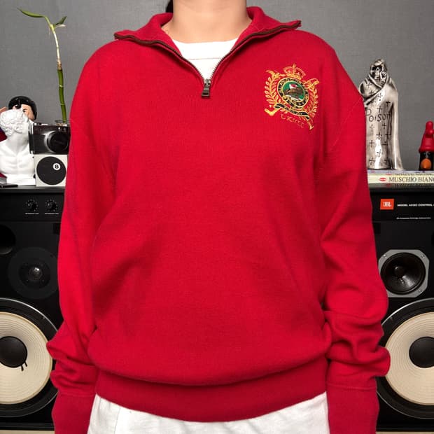 폴로 반집업니트