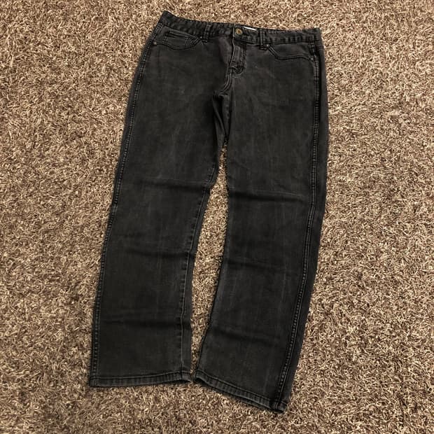 후부 블랙 워싱 데님 팬츠