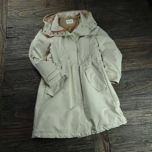 [라코스테] 후드 롱 야상 아이보리 M18672