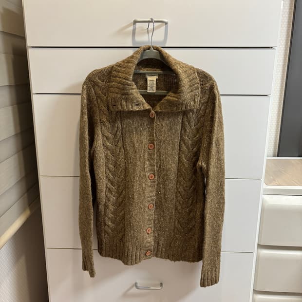 L.L.Bean 울혼방 케이블 니트 가디건