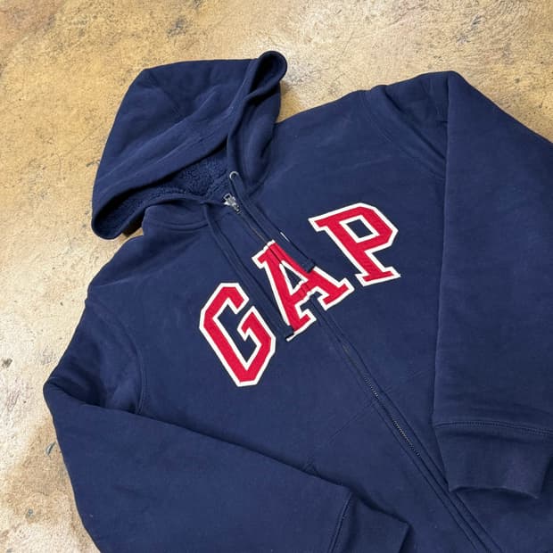 갭 네이비 양털 후드집업 