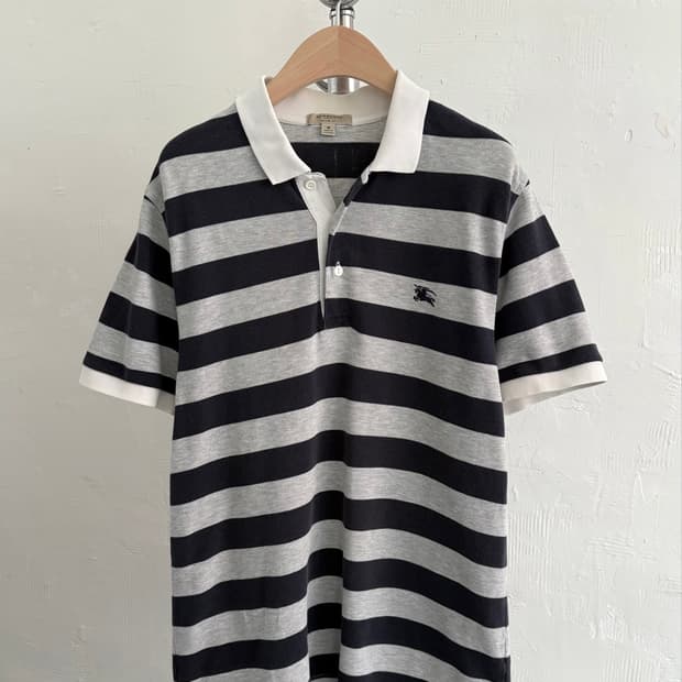 Burberry 버버리 런던 기마로고 단가라 PK 카라티셔츠