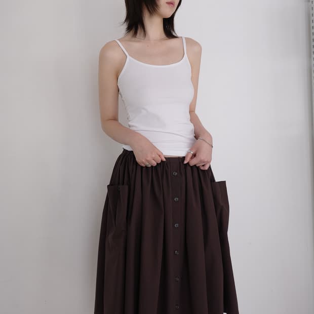 taey 태이 코튼 셔링 스커트 브라운