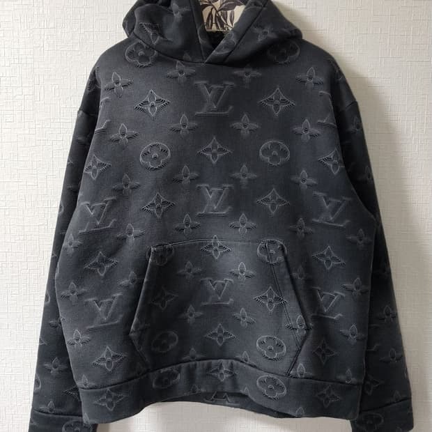 [정품] 루이비통 자카드 3D 풀 모노그램 후드티 블랙 L