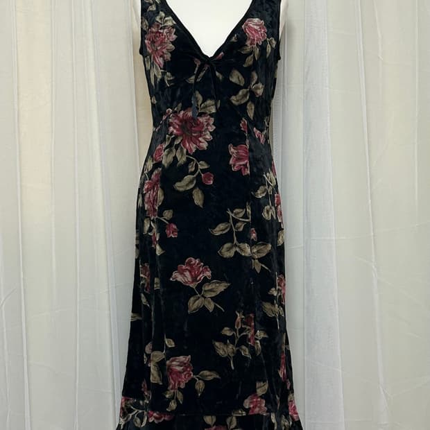 L‘est rose 고딕 플라워 벨벳 리본 원피스