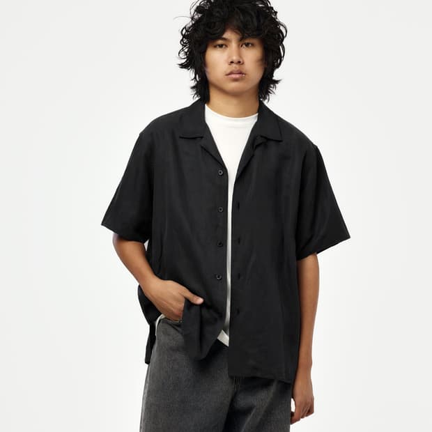 아프레쎄 26ss 빈티지 리넨 실크 오픈 카라 셔츠 새상품