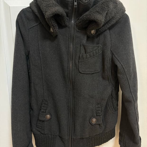 일본 빈티지 하이넥 퍼니트집업