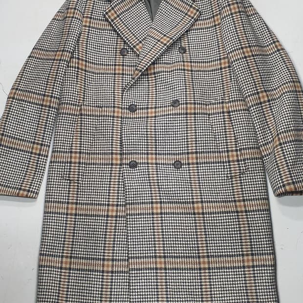 지오 송지오 남성 체크 더블 롱 코트 100