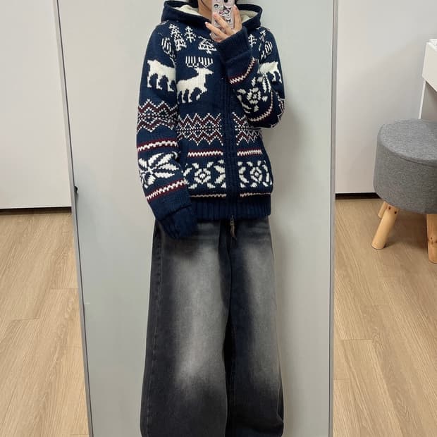 빔즈 하트 BEAMS HEART 노르딕 양털안감 후드집업