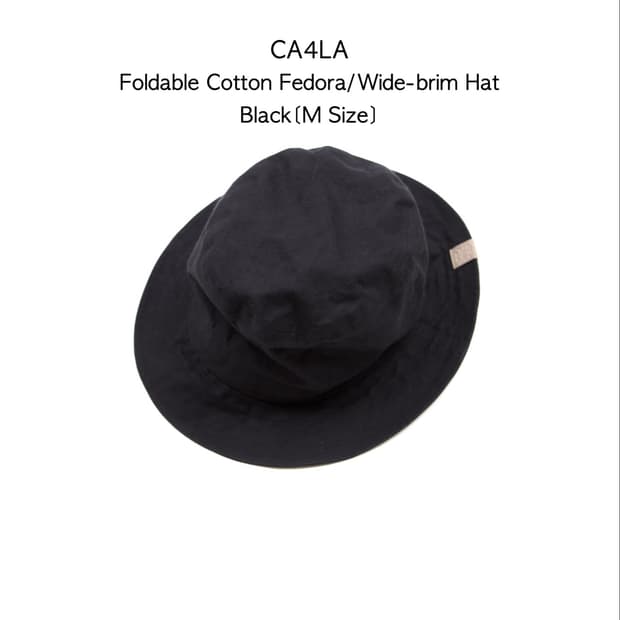 CA4LA 폴더블 코튼 와이드 브림 햇 블랙