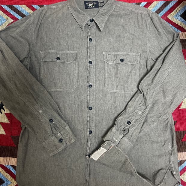 더블알엘 rrl 셀비지 재스페이 워크셔츠 XL