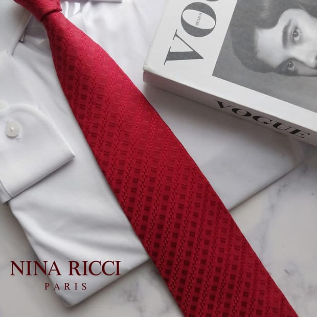 니나리치 실크 레드 텍스처드 넥타이 9cm A+등급 K1581
