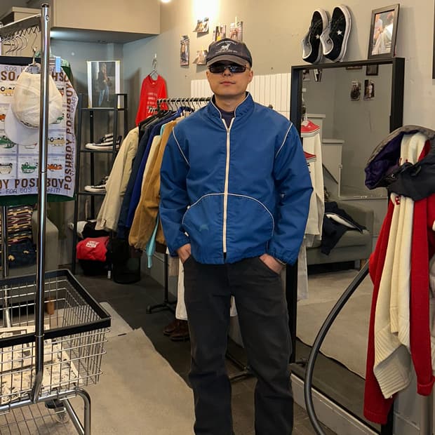 90’s American blue check lining jacket