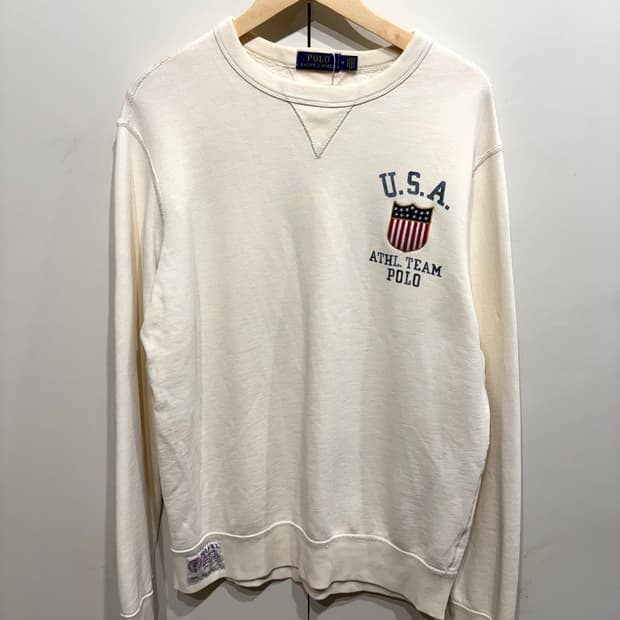 polo 폴로 화이트 기모 긴팔 티 M