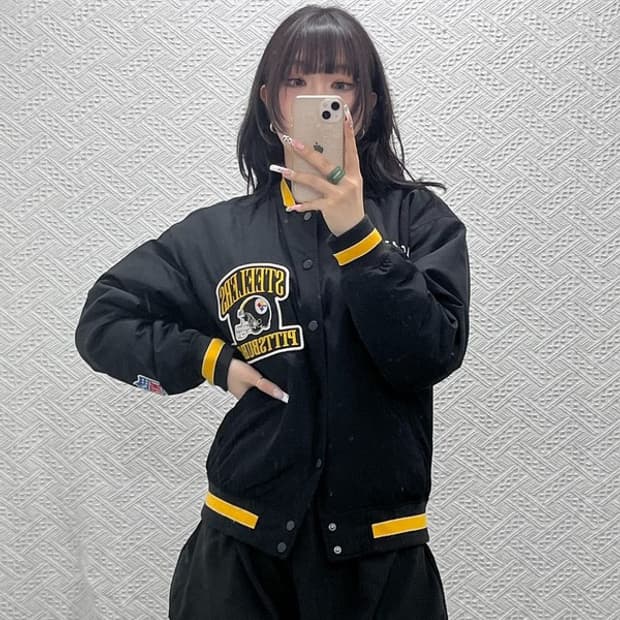 NFL 피츠버그 스틸러스 올드스쿨 레트로 펑크 바시티자켓 S C11346