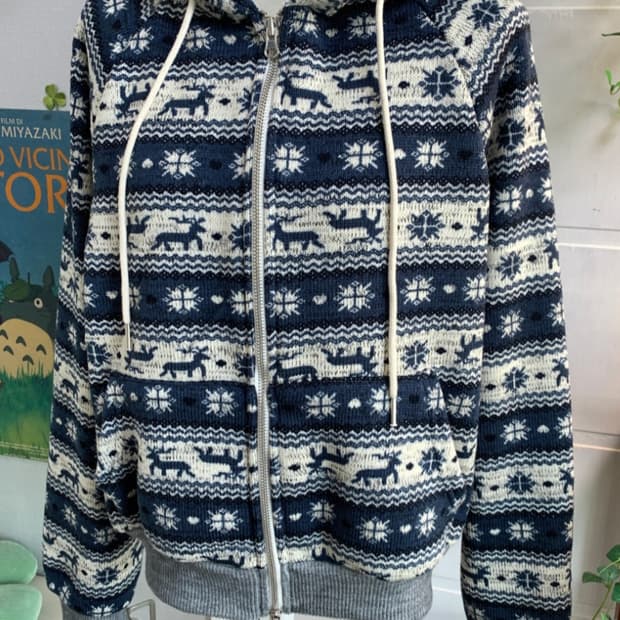 노르딕 플리스 니트 후드집업