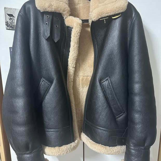 리얼 양가죽 B-3 무스탕 자켓 블랙 XL사이즈