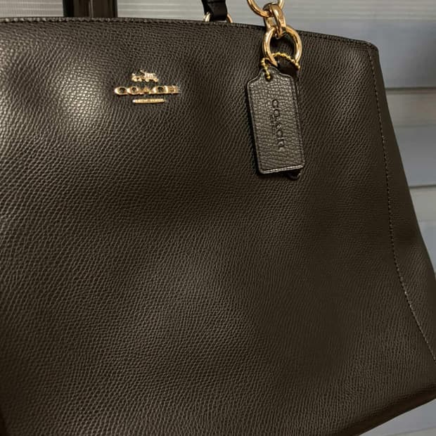 새상품 정품 코치 블랙 레더 숄더백 토트백