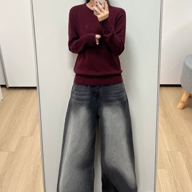 폴로 랄프로렌 카키 포니 버건디 램스울 니트