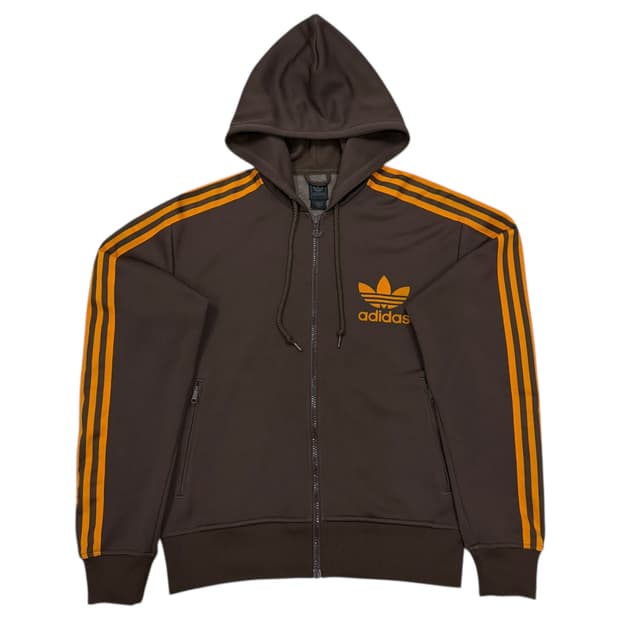 아디다스 빈티지 빅로고 코코아 브라운 져지 후드집업 자켓 L 100