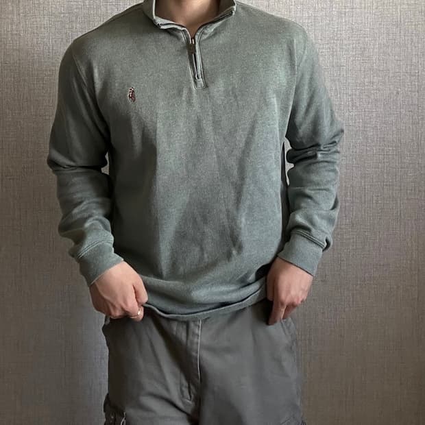 폴로 랄프로렌 모스그린 신형 반집업 니트 L