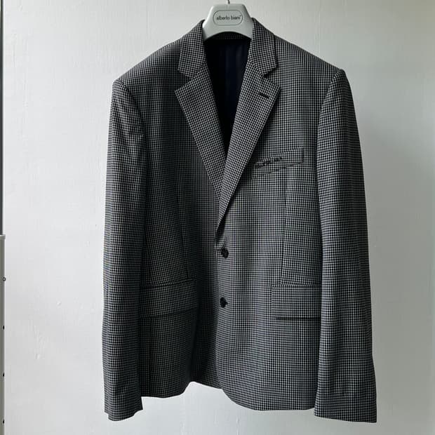 발렌시아가 블랙 체크 오버핏 자켓 