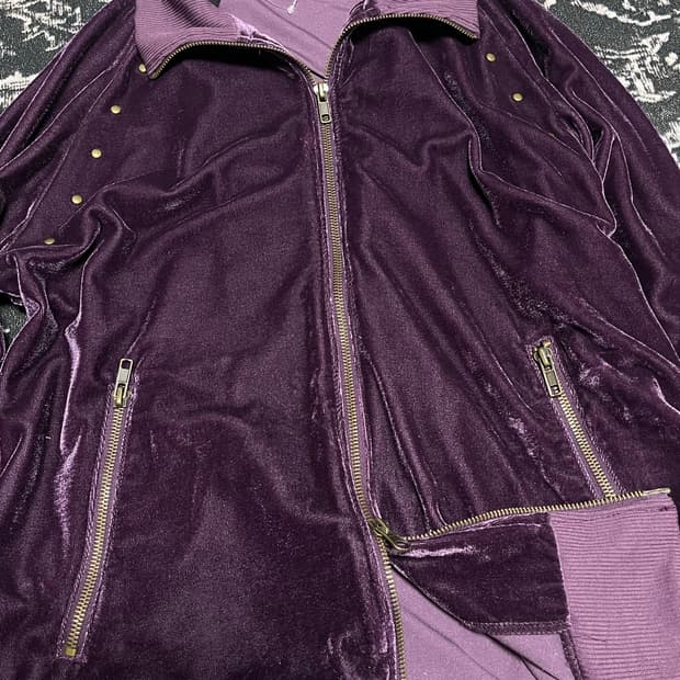 Japan Purple Velvet Stitch Zip-Up L
